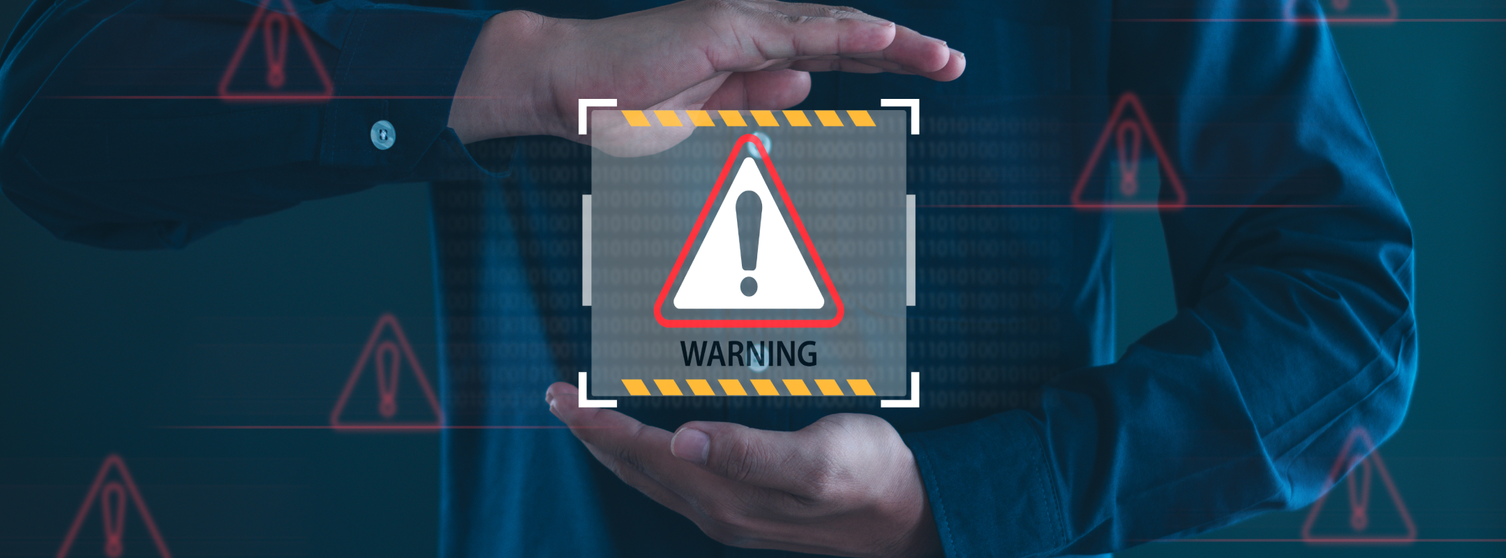 Person holding danger digital sign