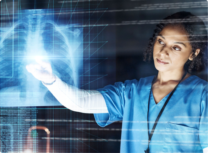 Person analyzing xray of lungs